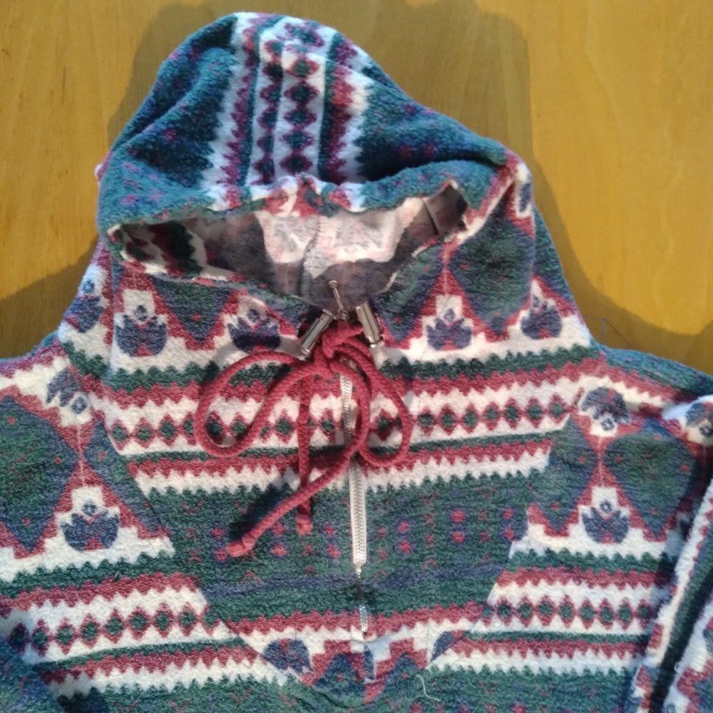 Vintage 90s Jolly Southwest Aztec Geometric Pullover Hoodie Sweatshirt